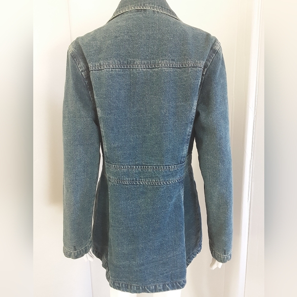 GIACCA by Gallery Co. The Penny Lane Denim Removable Fur Trim Jacket Sz L -Y2K - Picture 7 of 13